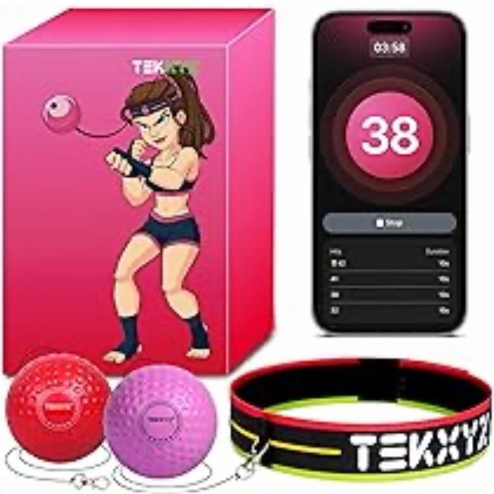 TEKXYZ Reflex Ball Training Kit - Red & Pink